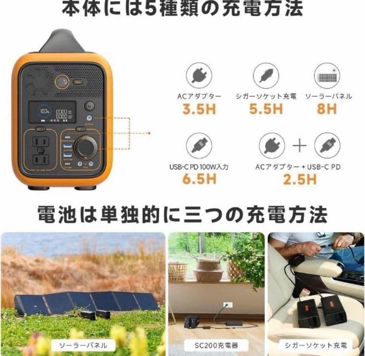 RUNHOOD バッテリー交換式 ポータブル電源 災害グッズ キャンプ用品