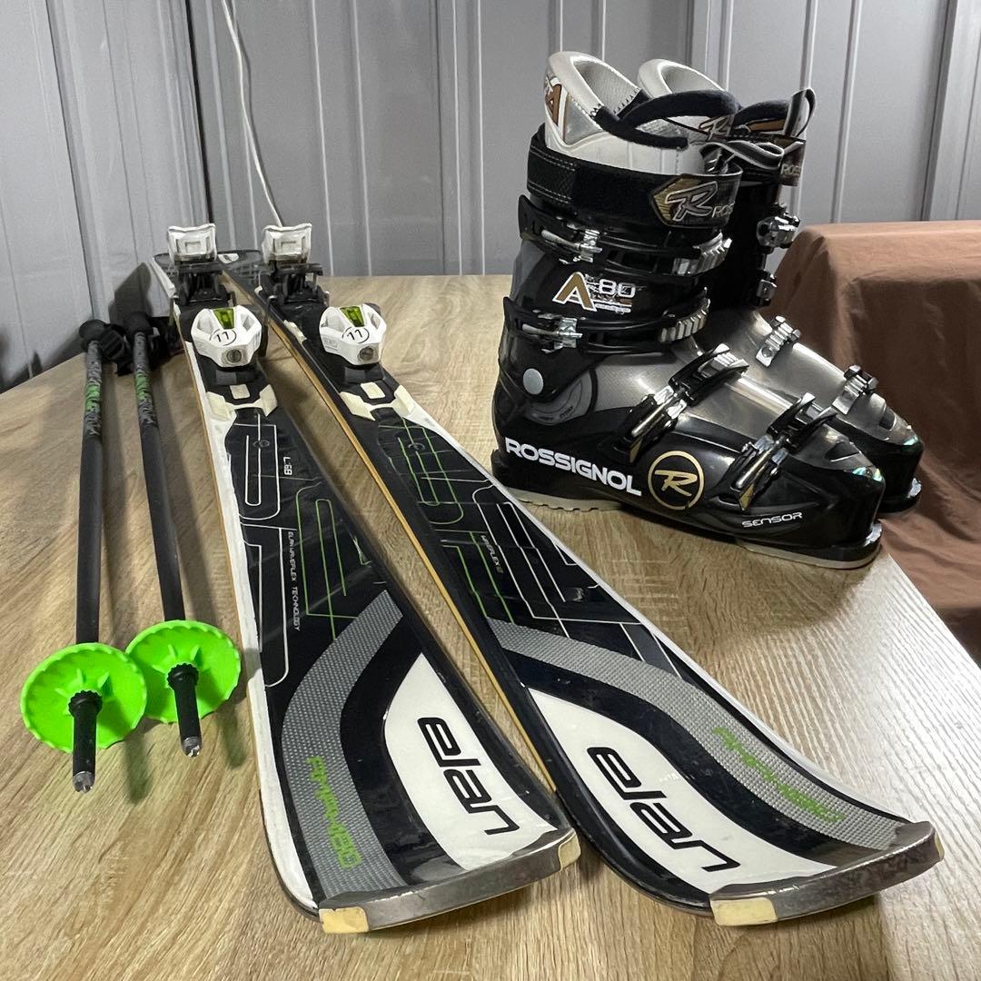 elan168cmROSSIGNOL27/27.5cmストック付きスキーセット