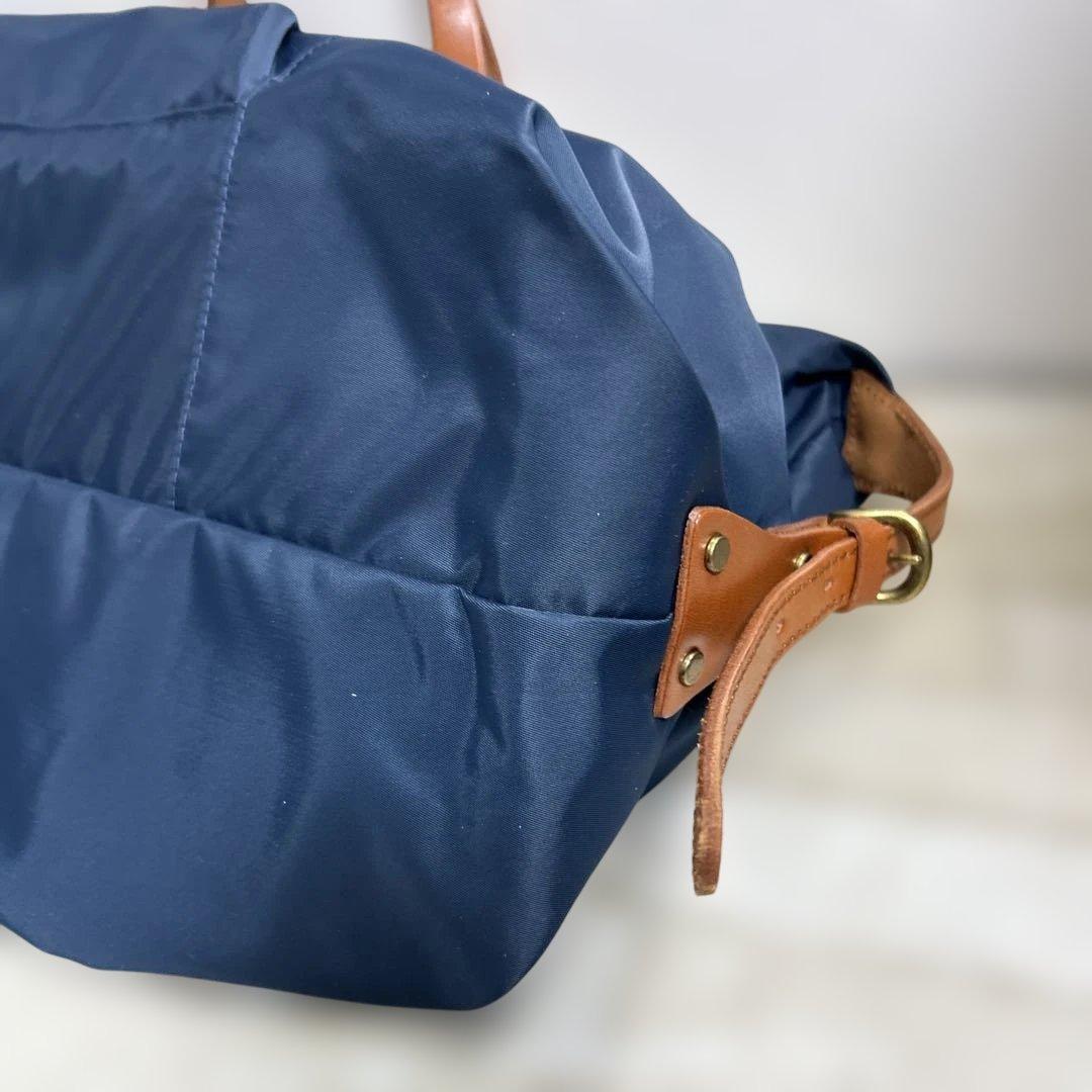 HALEINE アレンヌ　ボストンバッグ　ネイビー部分ヌメ革ユニセックス　美品