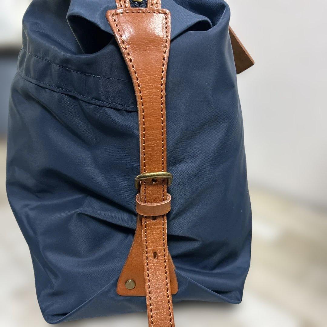 HALEINE アレンヌ　ボストンバッグ　ネイビー部分ヌメ革ユニセックス　美品