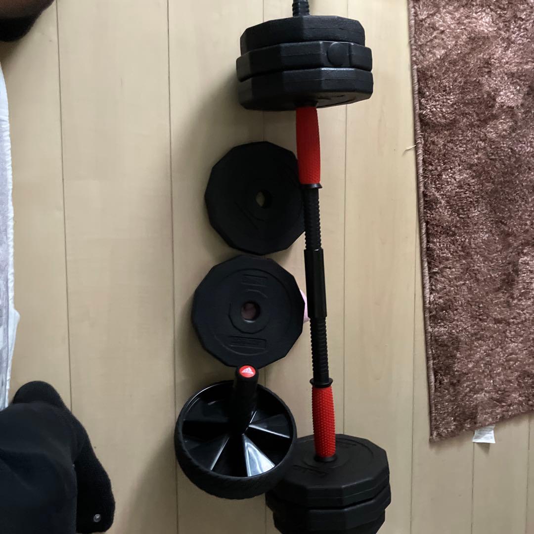 可変式バーベル ラバーグリップ付き腹筋ローラー
