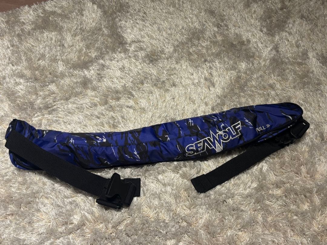 腰ベルトライフジャケット SEAWOLF SW-J-F06 ブルーカモ 美品