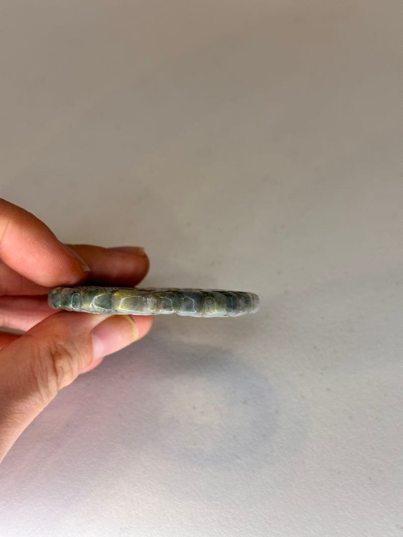 中国 清代 翡翠 镂空彫 圆環 蝙蝠文 有孔 吊りペンダント 古美術品