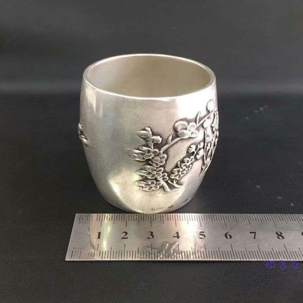 純度の銀の梅蘭の竹の菊の杯のセット、君子の杯の酒具-