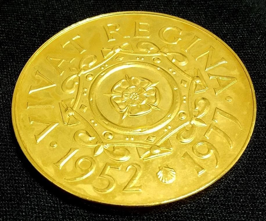 大型46mm 1977年 イギリス シルバージュビリー ギルドメダル 金メッキ銅