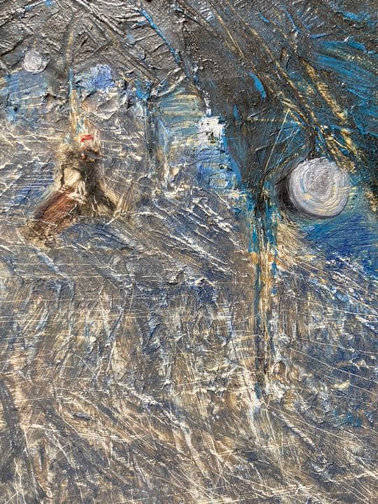 西村功 「 車を引く赤帽　」　F3号 油彩