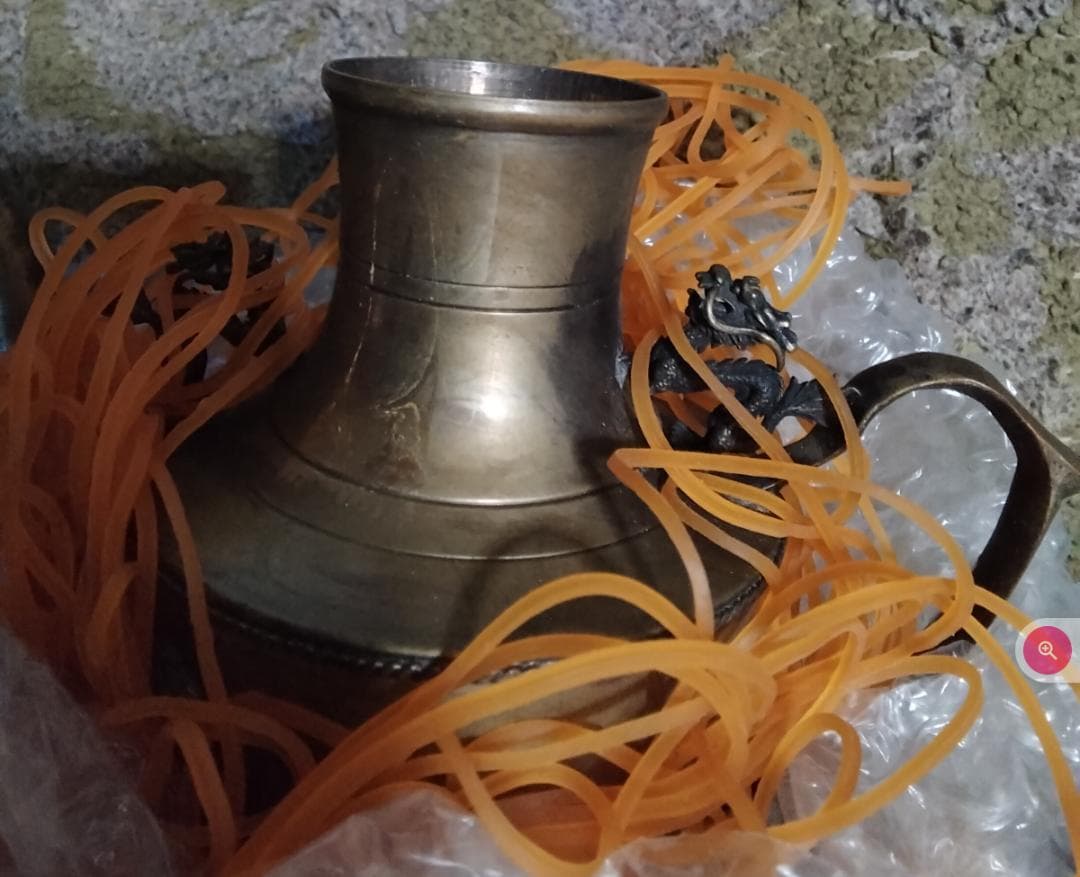 模作中国紋銀製ポット酒器紋銀刻印あり金物で打つときれいな音するゴムで黒くなった