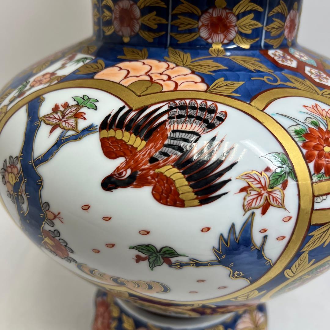 藤井朱明作　古伊万里風金彩風飾壷　共箱　高さ約46㎝　東Y8-0108②トコヒ