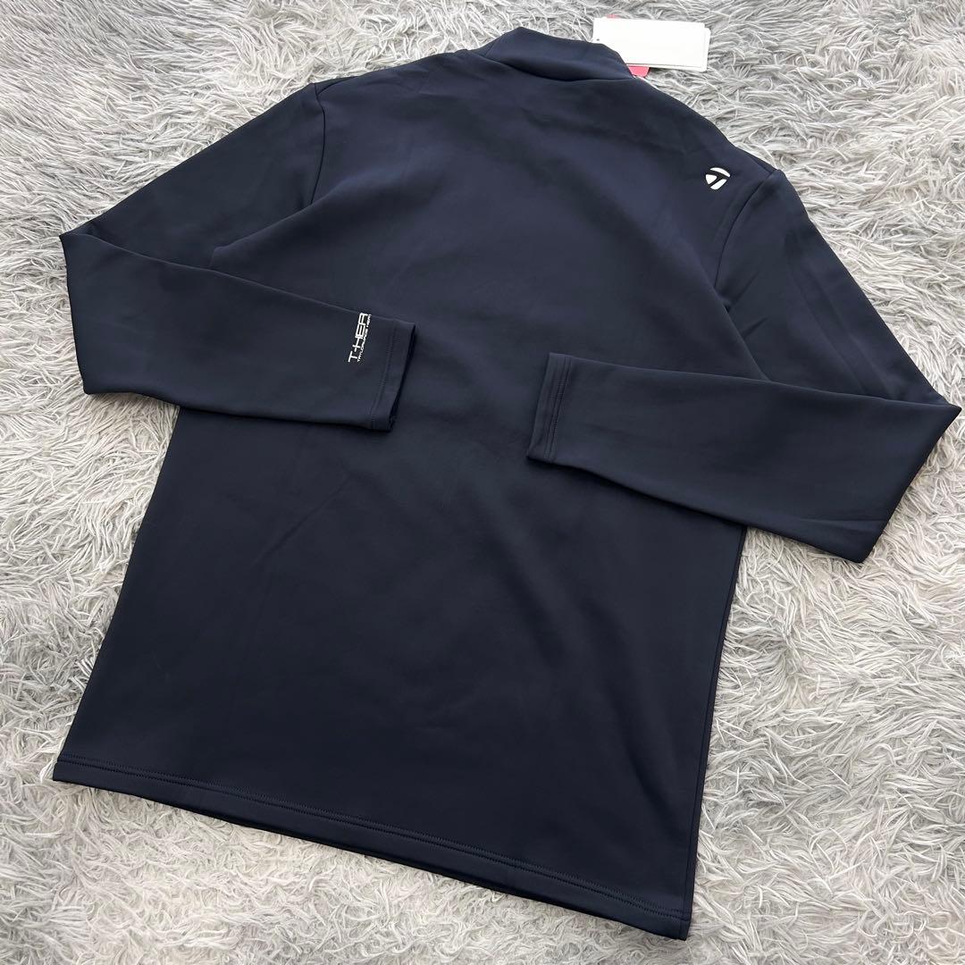 新品　テーラーメイド　モックネック　長袖シャツ　裏起毛　ネイビー　サイズO