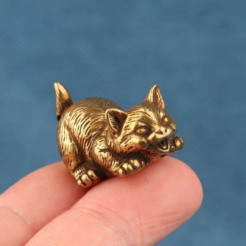 銅 細工 猫 置物 小働物 猫 お茶のかわいがり 装飾品 工芸品