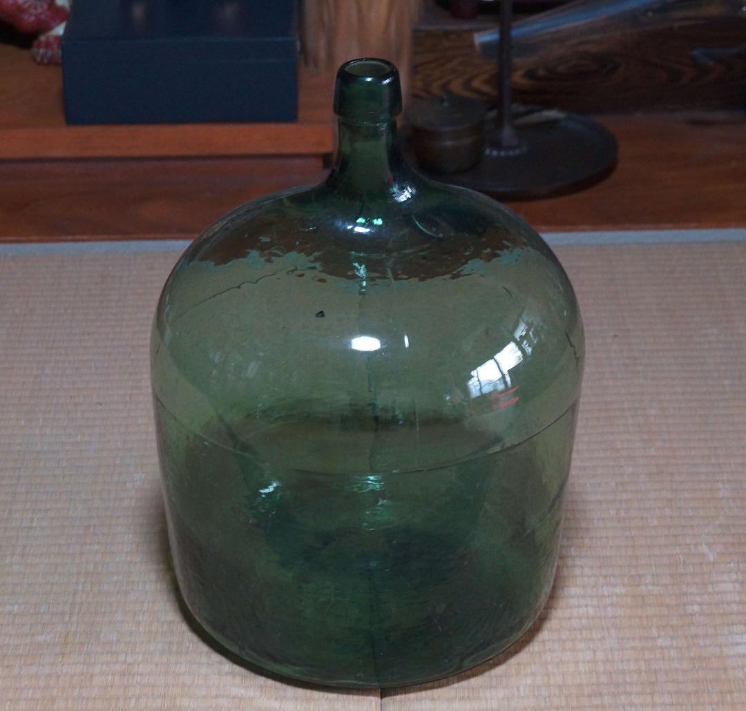 特大デミジョンボトル ガラスビン 古いガラス 美しい気泡と色合いインテリア花瓶