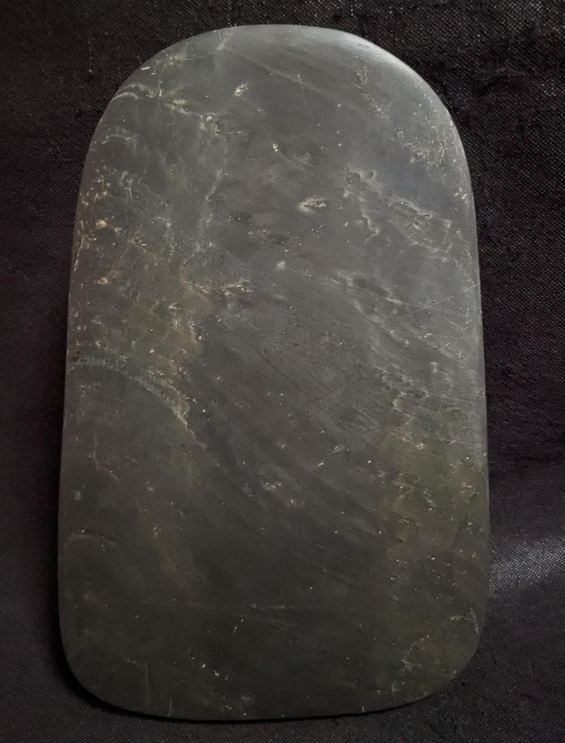 【歙州硯　松竹文特大楕硯】◆金暈金星・水波紋の美石◆12吋超◆唐木塗箱◆龍尾山