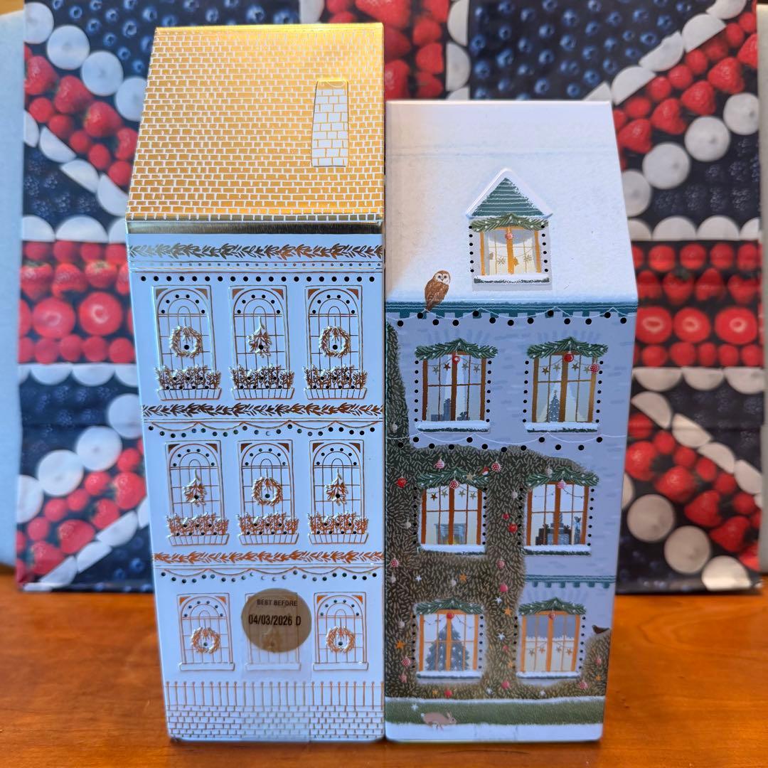 藍夕　金白大小クリスマス缶セット