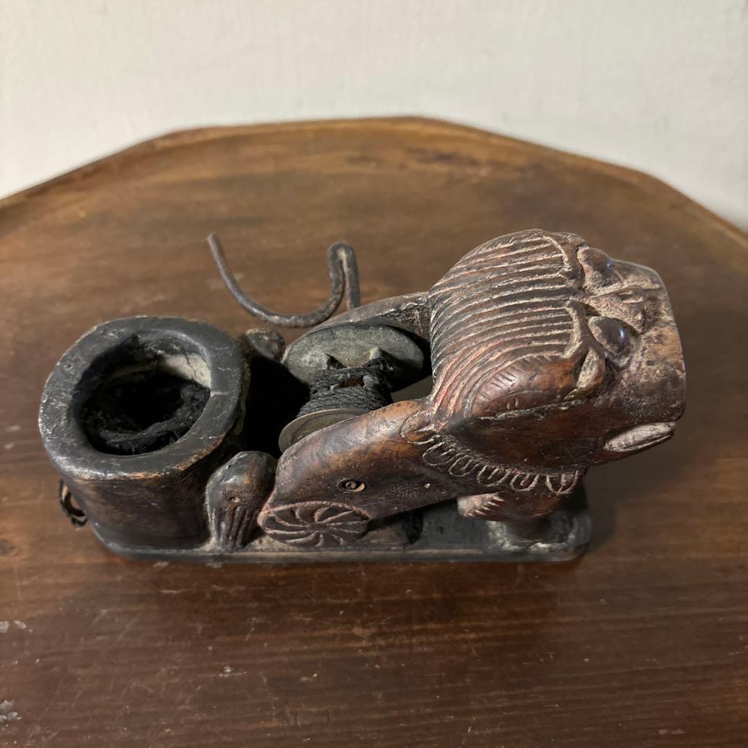 李朝墨壺　アンティーク　韓国骨董　狛犬　招き猫　福助　古美術　朝鮮古美術　木工品