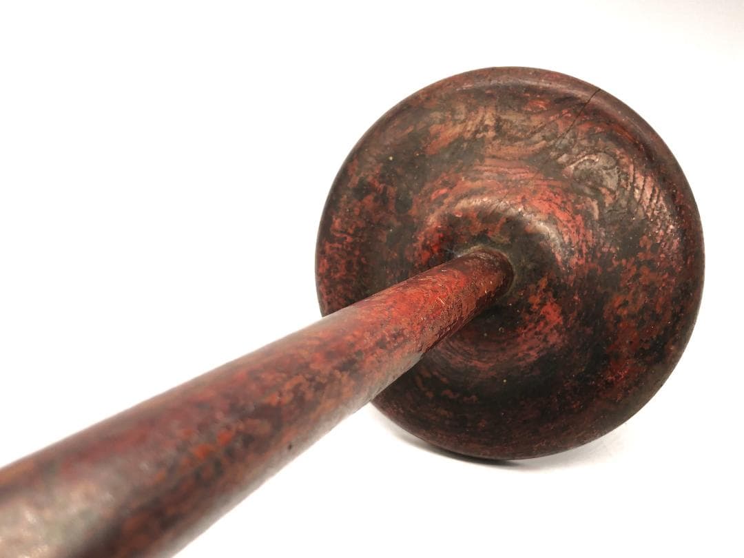 【 江戸期木製燭台 】　67.5ｃｍ　蝋燭残