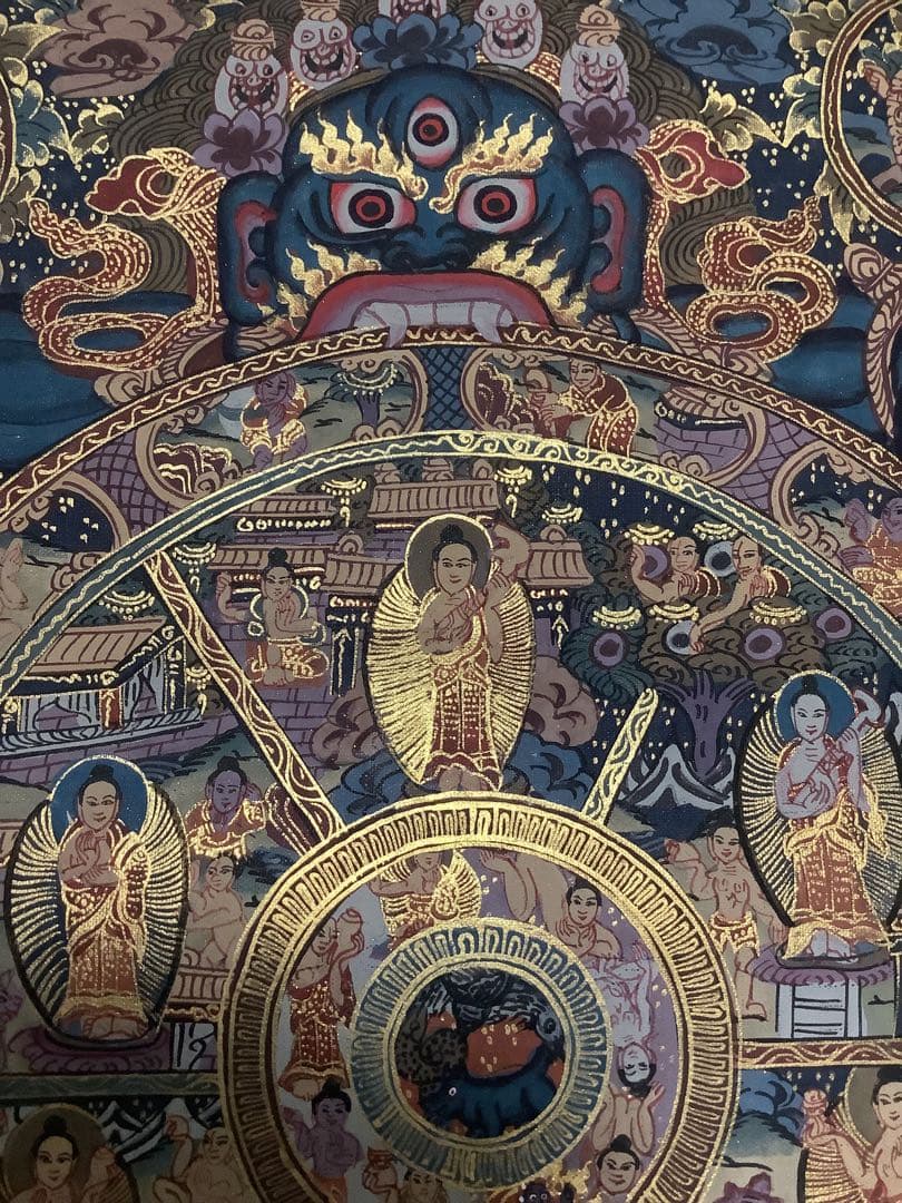 《 チベット密教　新品　1点物 》 手描き　曼荼羅　仏陀　六道輪廻　仏教　c4