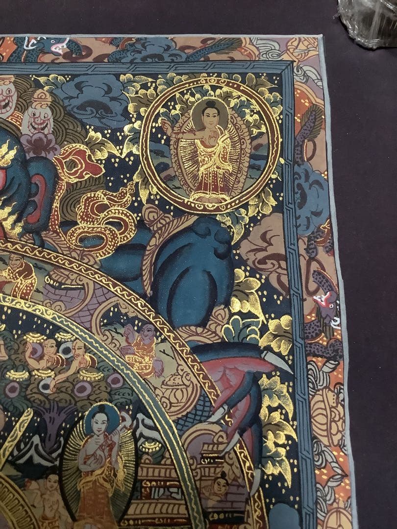 《 チベット密教　新品　1点物 》 手描き　曼荼羅　仏陀　六道輪廻　仏教　c4