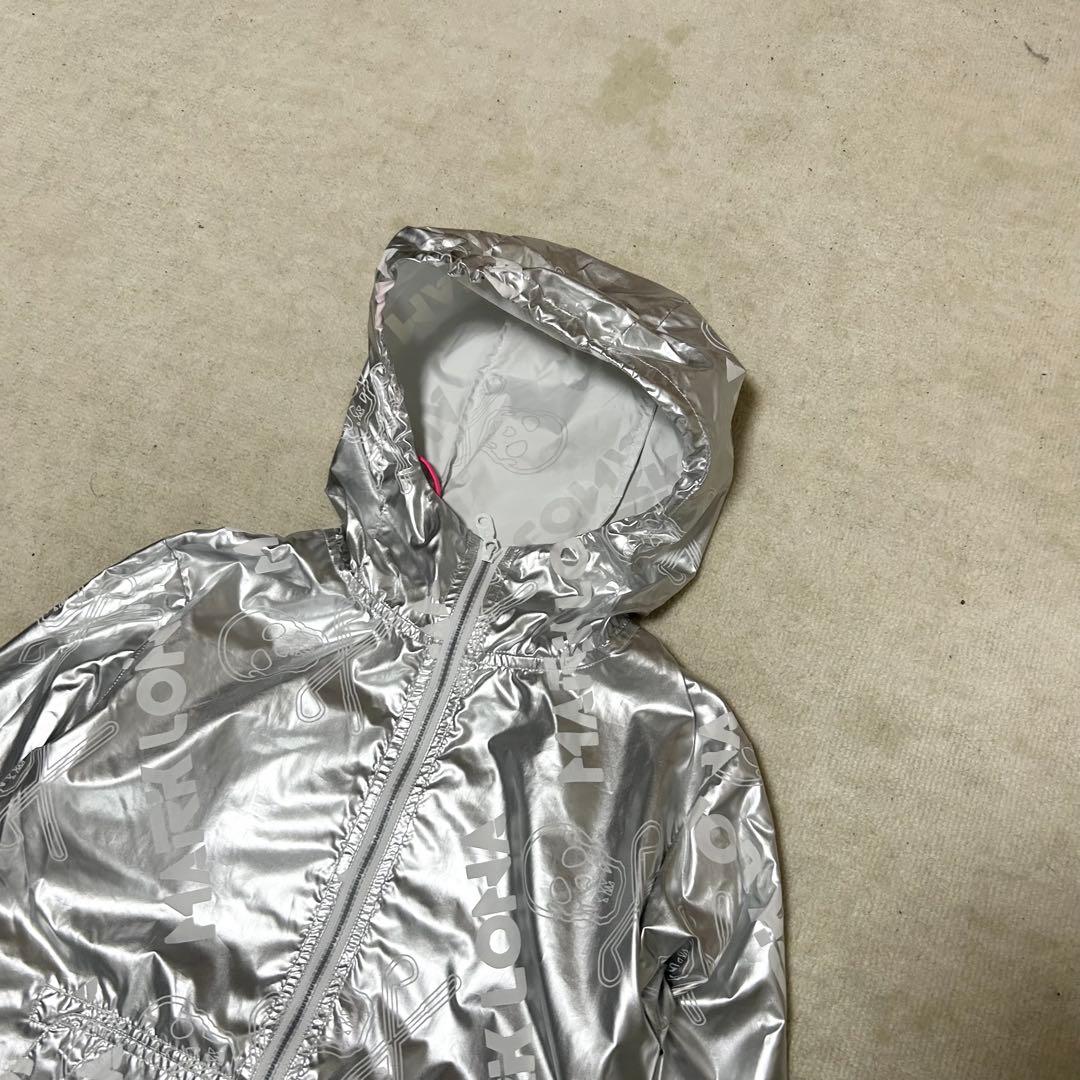 美品　マークアンドロナ　ナイロンジャケット　パーカー　シルバー　総柄　ドクロ