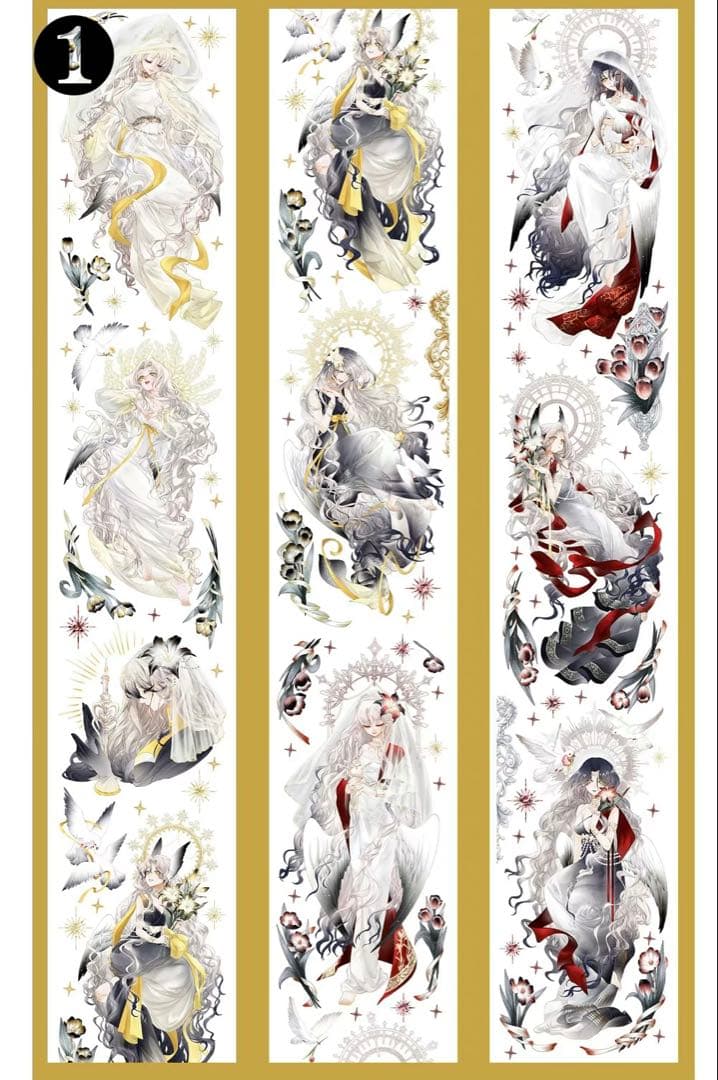 【I】海外　10m巻　貝殻光マスキングテープ　人物系/お花系/装飾系