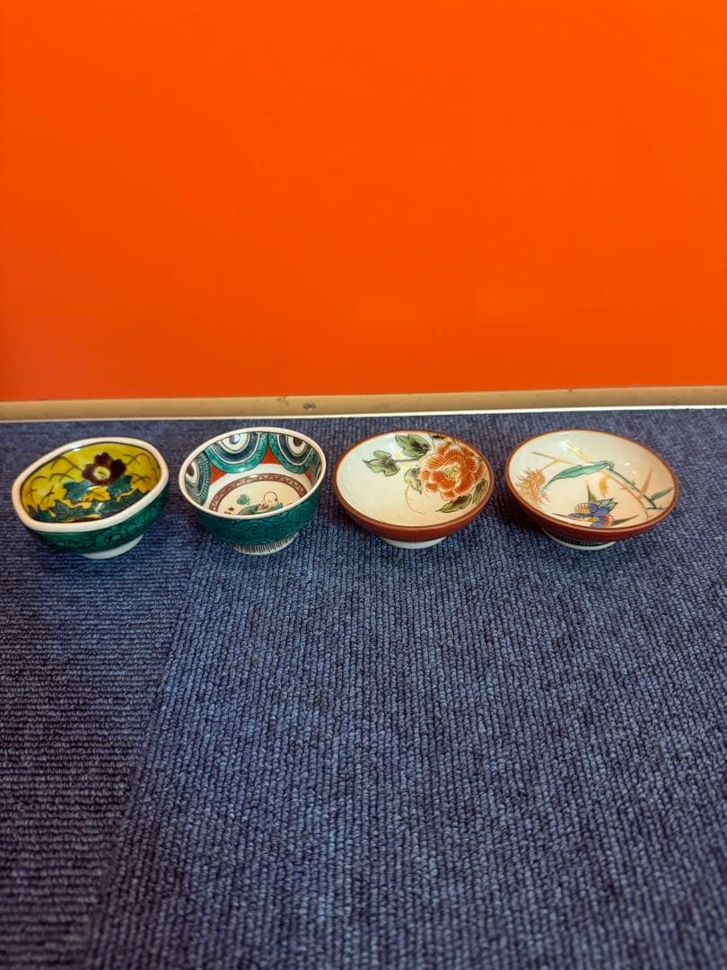 1898 九谷焼　猪口　4客　時代物