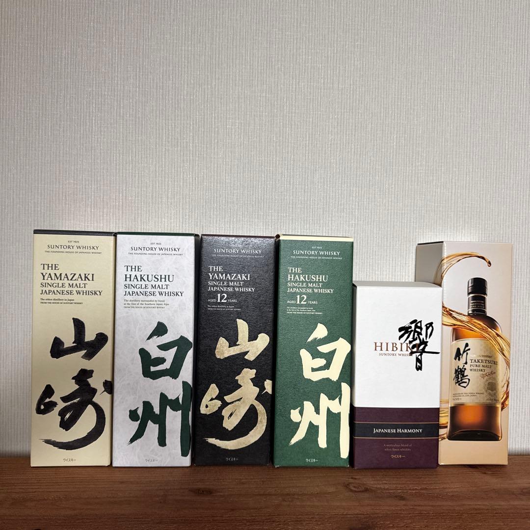 山崎12年・白州12年・山崎・白州・響・竹鶴 ウイスキー ６本セット