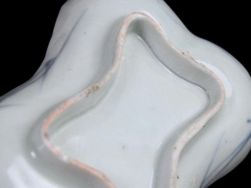 古伊万里　コンニャク印判　紅葉の図　糸巻形変形皿　江戸期　B008AS-CXe