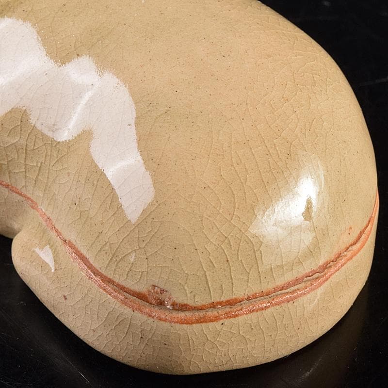 茶道具　萩焼　泥華窯造　十三代坂田泥華　羊香合　共箱　N　R7613