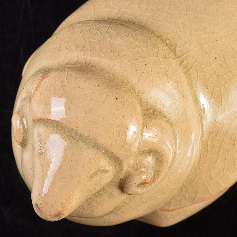 茶道具　萩焼　泥華窯造　十三代坂田泥華　羊香合　共箱　N　R7613