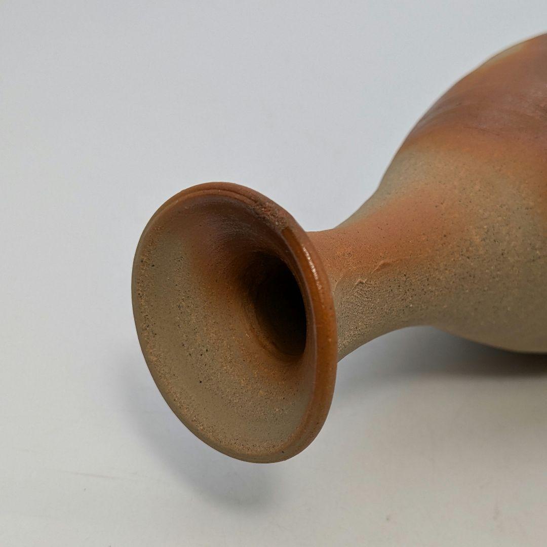 岡山県重要無形文化財 山本出 備前焼 緋襷一輪花入 用心箱 花瓶 花器 一輪挿し