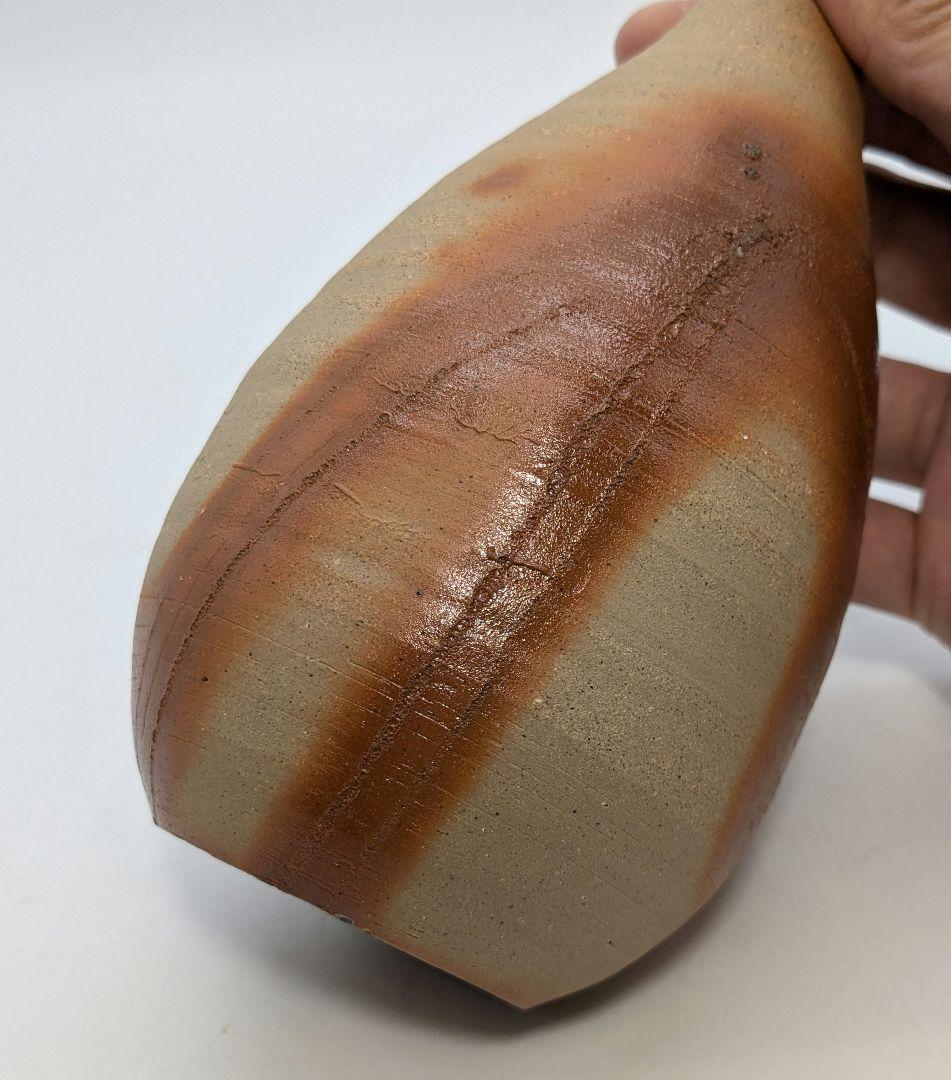 岡山県重要無形文化財 山本出 備前焼 緋襷一輪花入 用心箱 花瓶 花器 一輪挿し