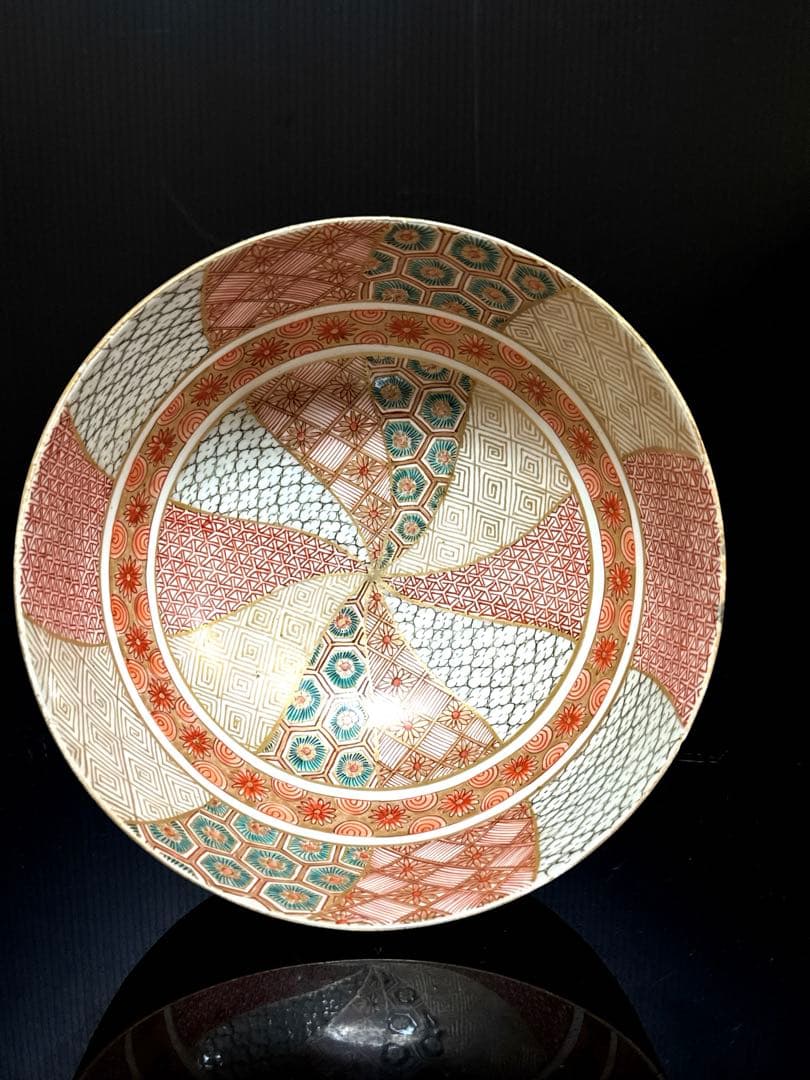 極上 幕末〜明治期 古伊万里 細密染錦金蘭彩色捻紋 盃洗 鉢