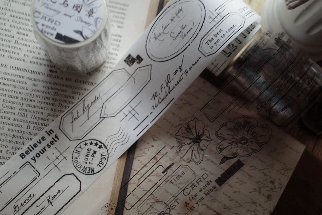 ⭐️SALE⭐️ 壹洱原创《花与图章》海外マスキングテープ　マステ 【2365】