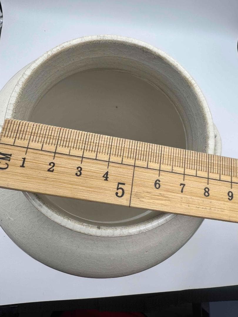 宋時代 白磁 定窯双環耳広口壺 水丞 宋磁 【旧家蔵出し】　名品(B-32)