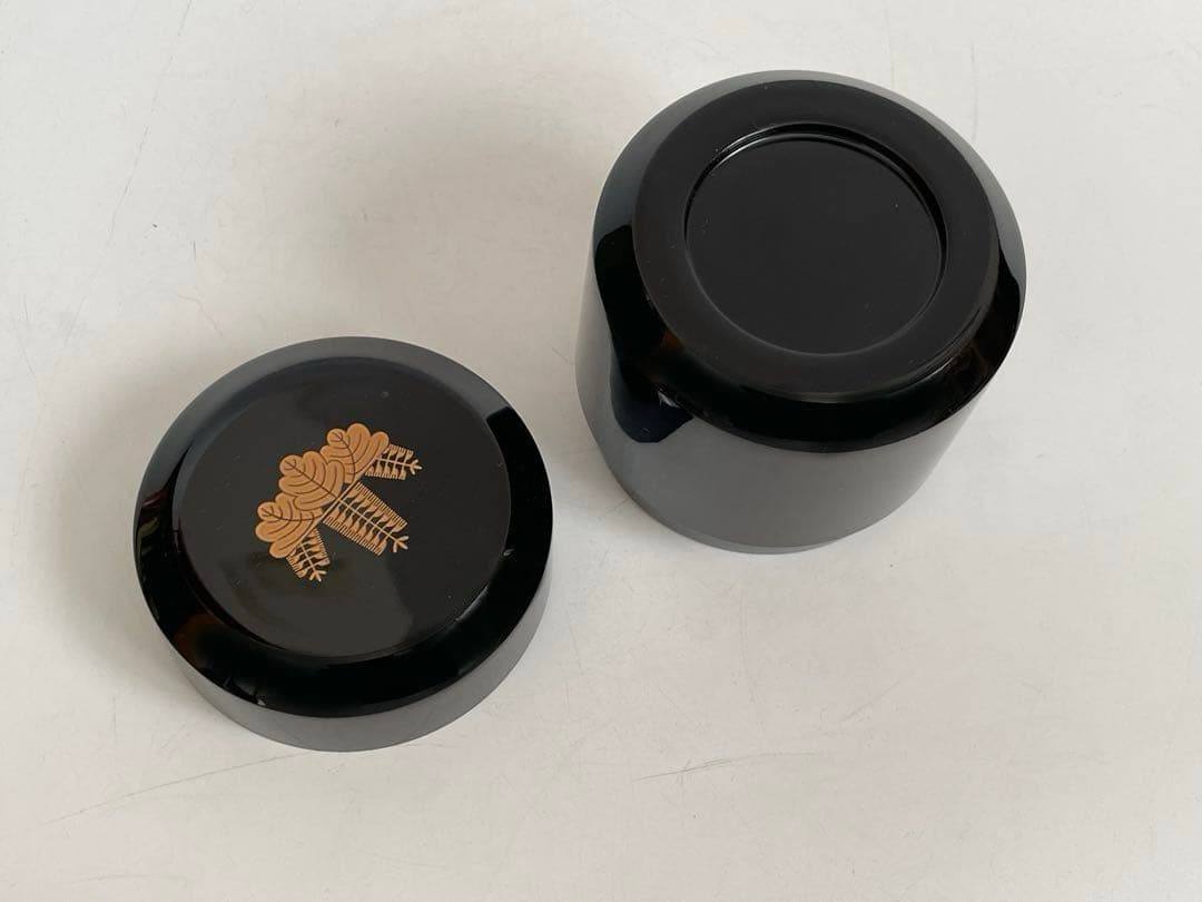 漆芸家　作者不明　箱書なし　箱付き　桐御紋　漆　蒔絵　棗　中継　茶入