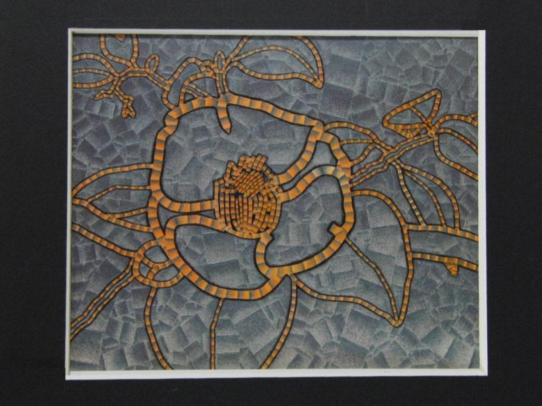 伊庭新太郎、【黒い椿】、希少な画集画、新品高級額・額装付、状態良好