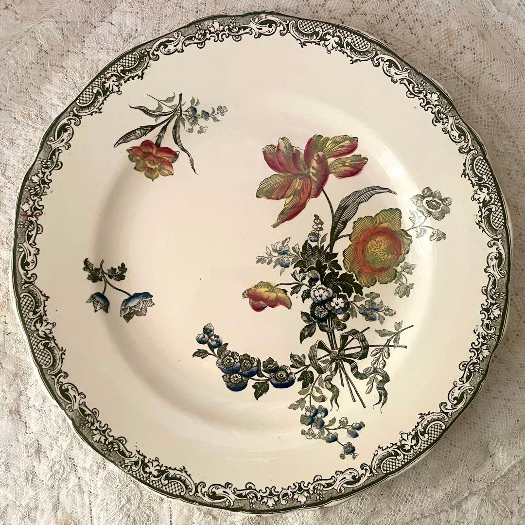 【レア】サルグミンヌ　フォンタンジュ多色プレートポリクロームフランスアンティーク