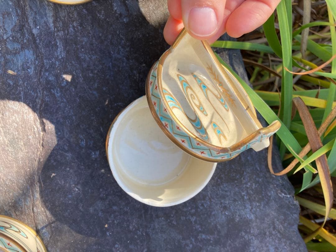 京都　アンティーク　素敵なやきもの　陶器　持ち手付き　小鉢5個セット