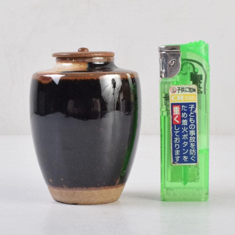 茶道具　瀬戸焼　古瀬戸　肩衝茶入　袱紗付　V　8636