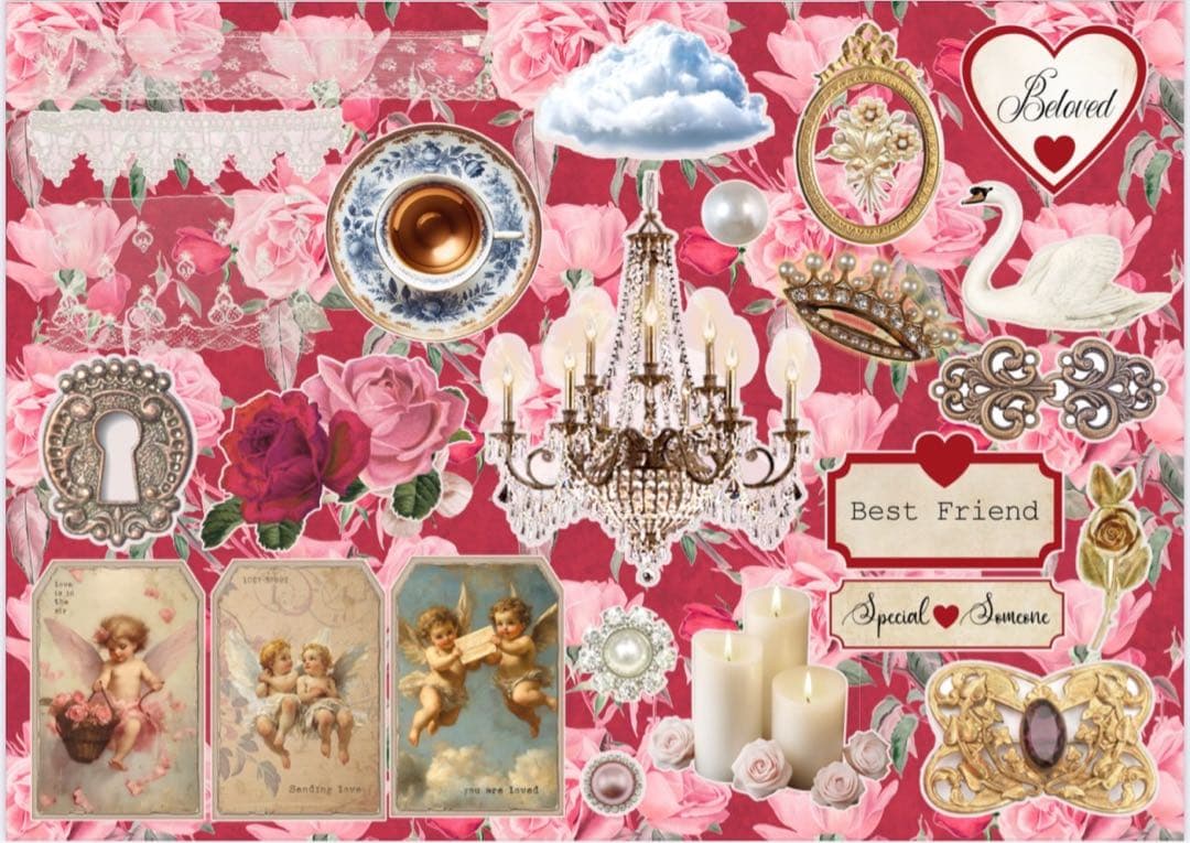 新作♡A/W♡ホロコラペset30枚 A4デザインペーパー　コラージュ素材　メモ