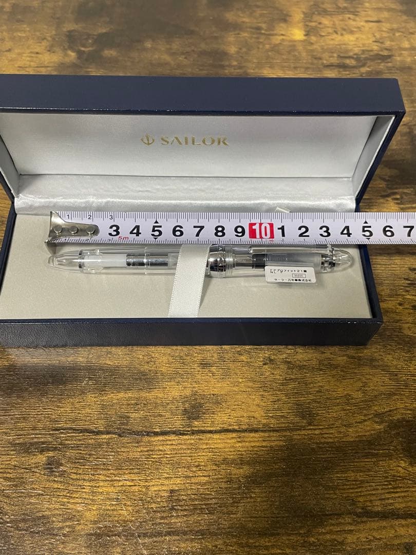 未使用　タグ付　透明軸　21金　字幅F　万年筆　銀　備品あり　デモンストレーター