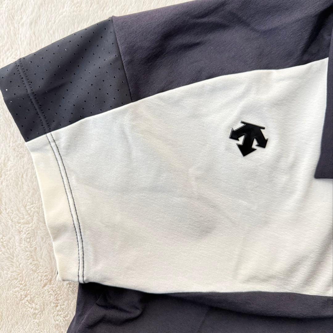 DESCENTE デサントゴルフ ポロシャツ ブラック/ホワイト の バイカラー