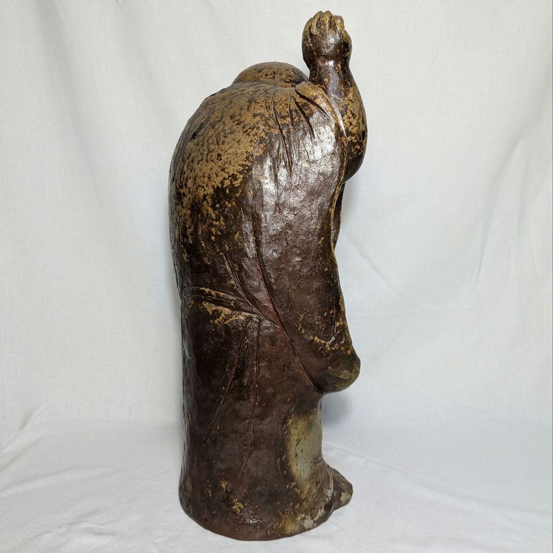 備前焼 布袋尊像 布袋様 七福神 置物 縁起物 伏香炉 インテリア 工芸品 陶像