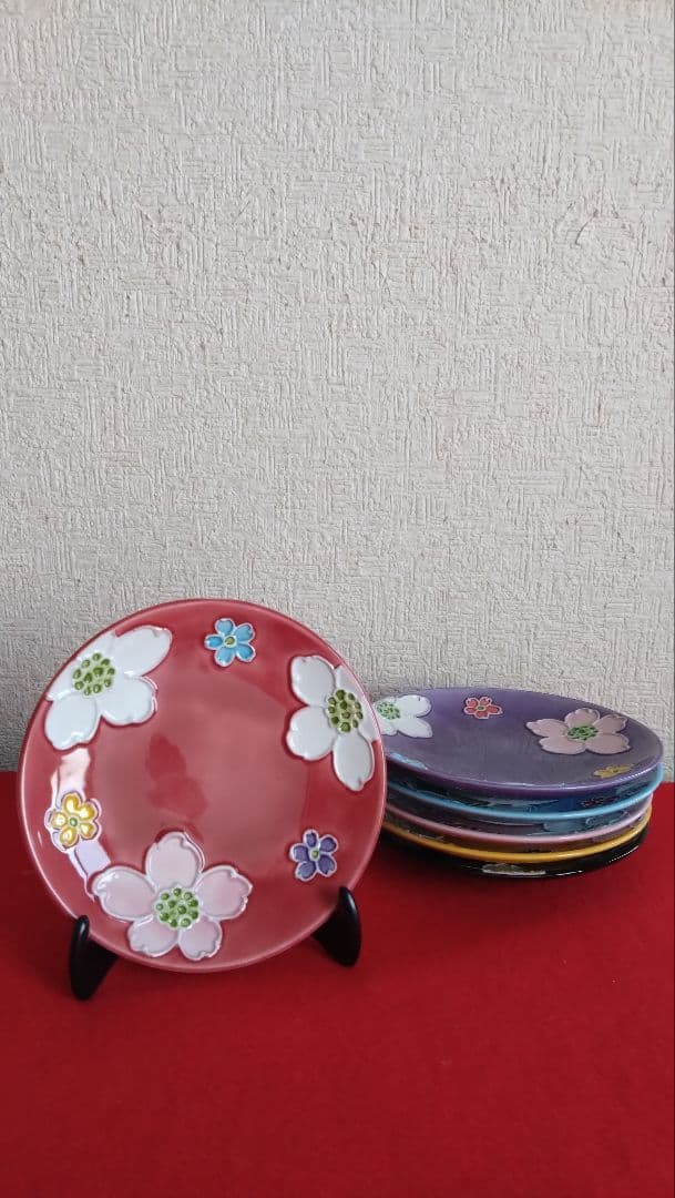 昇峰　京焼　清水焼　交趾　いっちん　皿　小皿セット