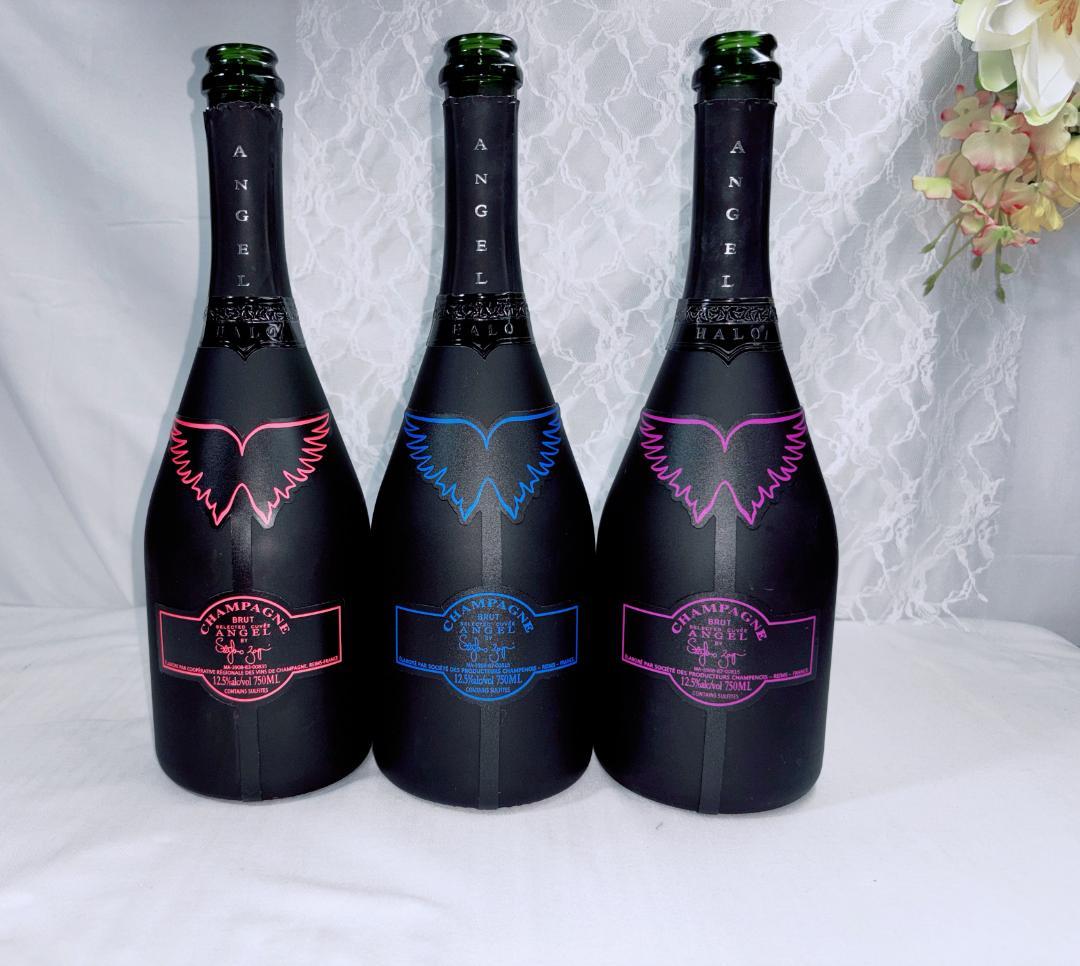 【.A.K.星降る夜に】エンジェルシャンパン空箱（青、ピンク、紫）+赤