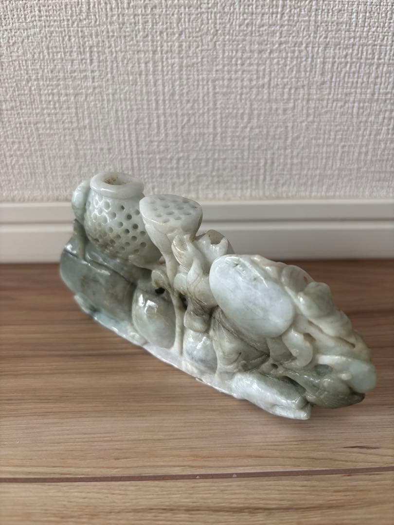 玉石翡翠 彫刻茶器 置き物