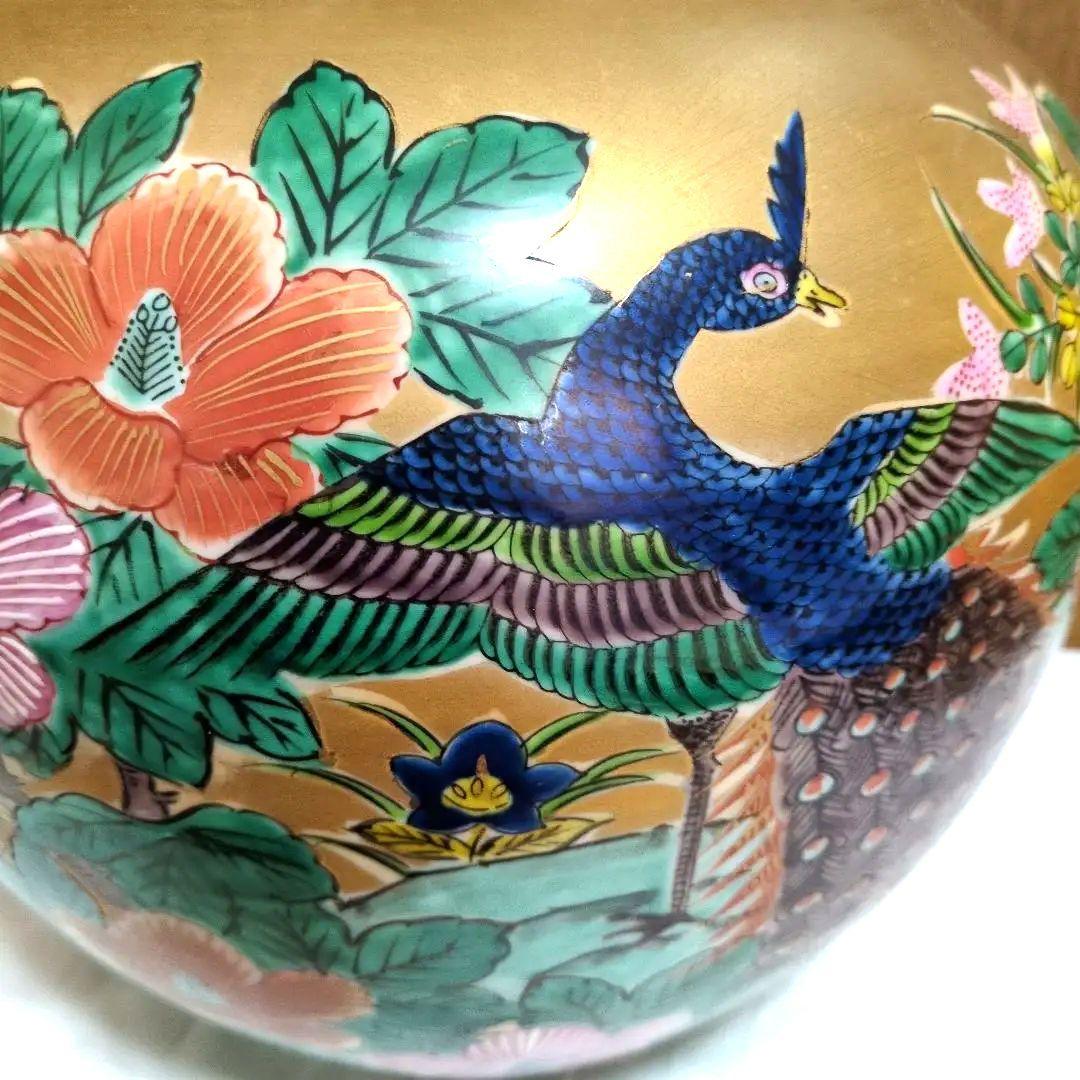 景徳鎮 銘 中国磁器 鳳凰文 金彩 大壺 花瓶 高さ25cm