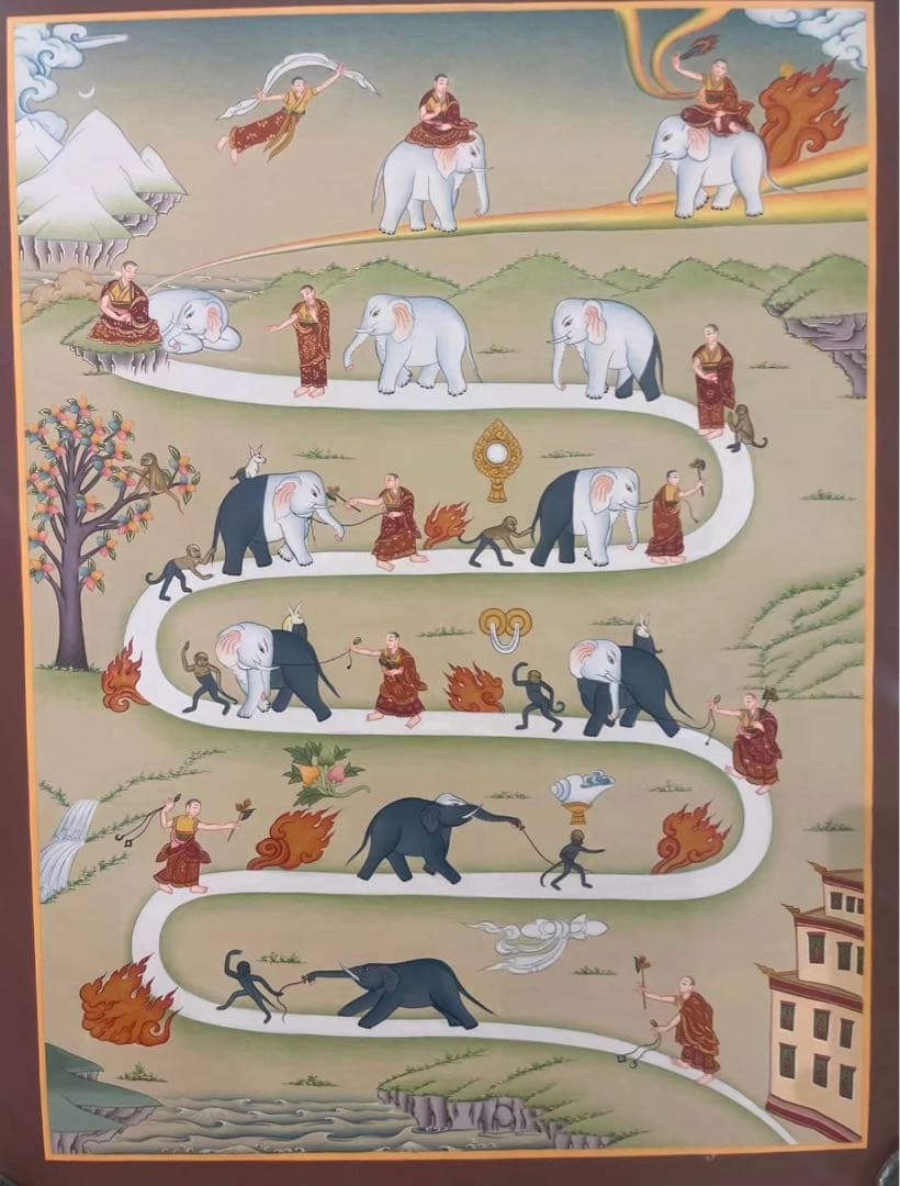 チベット手描き　ニルヴァーナ涅槃への道