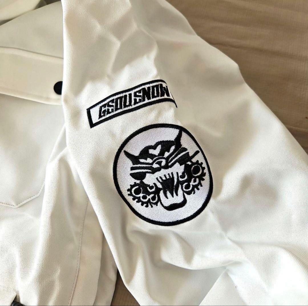 【レア・美品】GSOU スノーボードウェア スキー 白 つなぎ メンズL