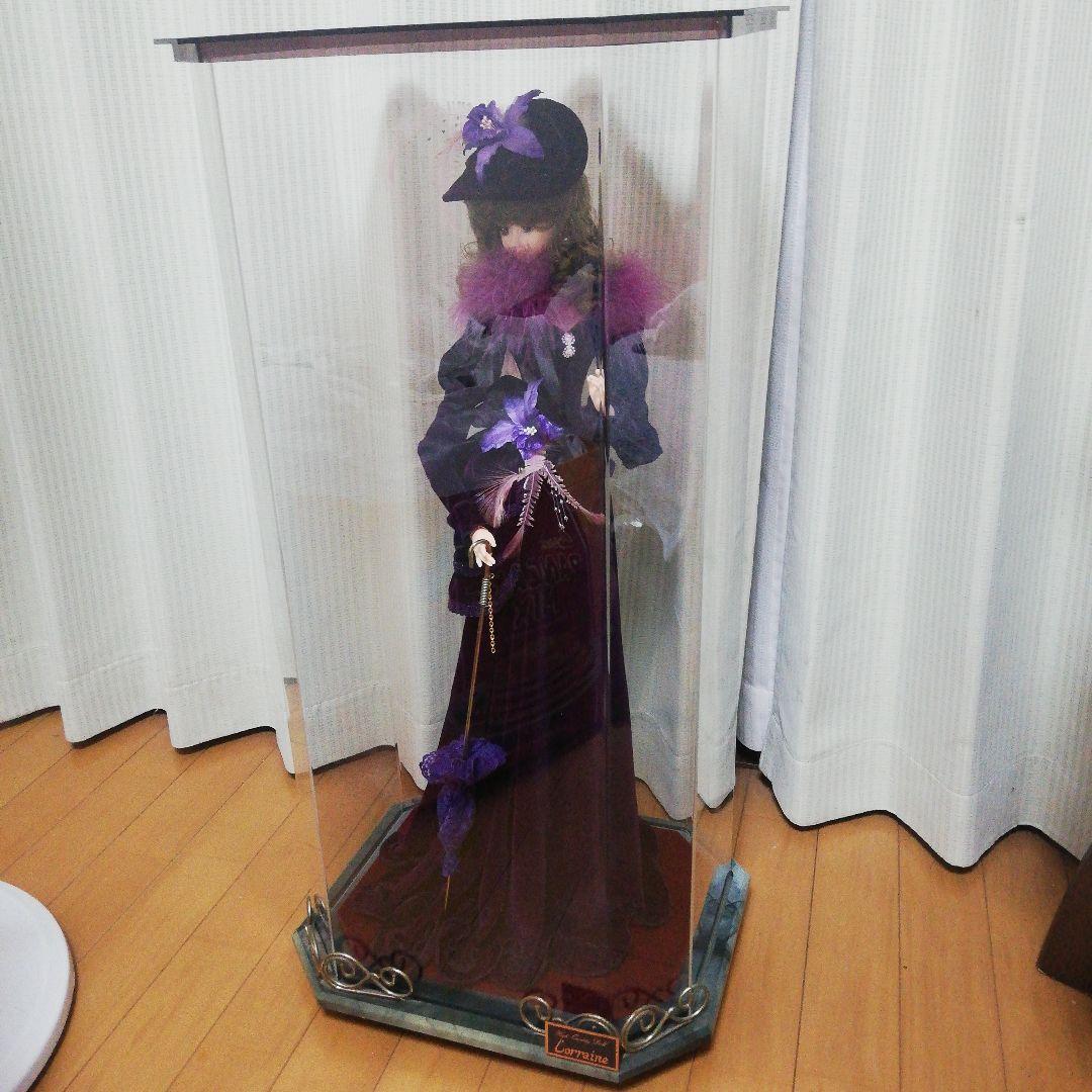 海外コレクター向き７３センチ昭和レトロ人形飾透明樹脂ケース付き当時物保管品