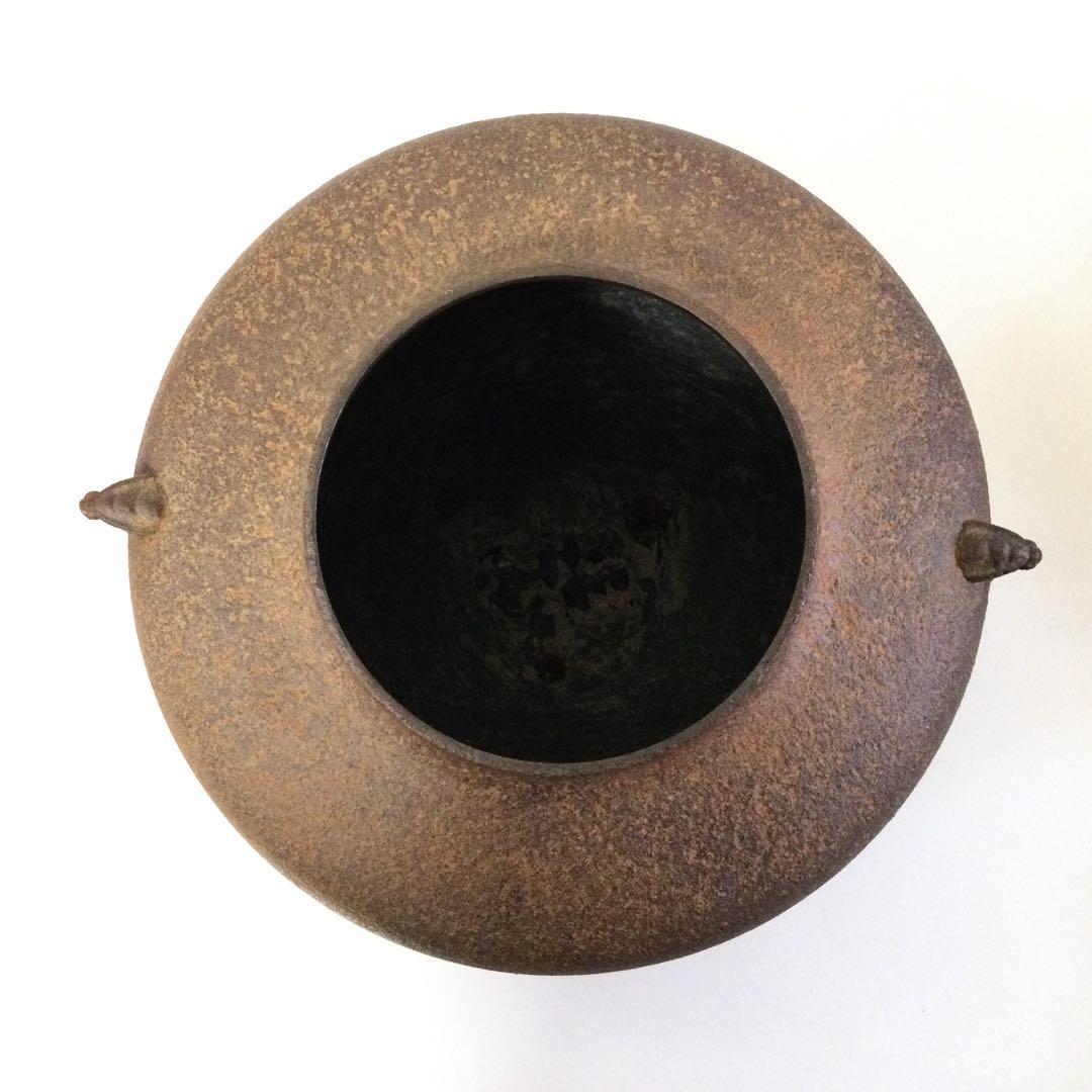 茶釜 阿弥陀釜 風炉釜 釜師菊地政光作 銅蓋釜環付 供箱 茶道具 L310